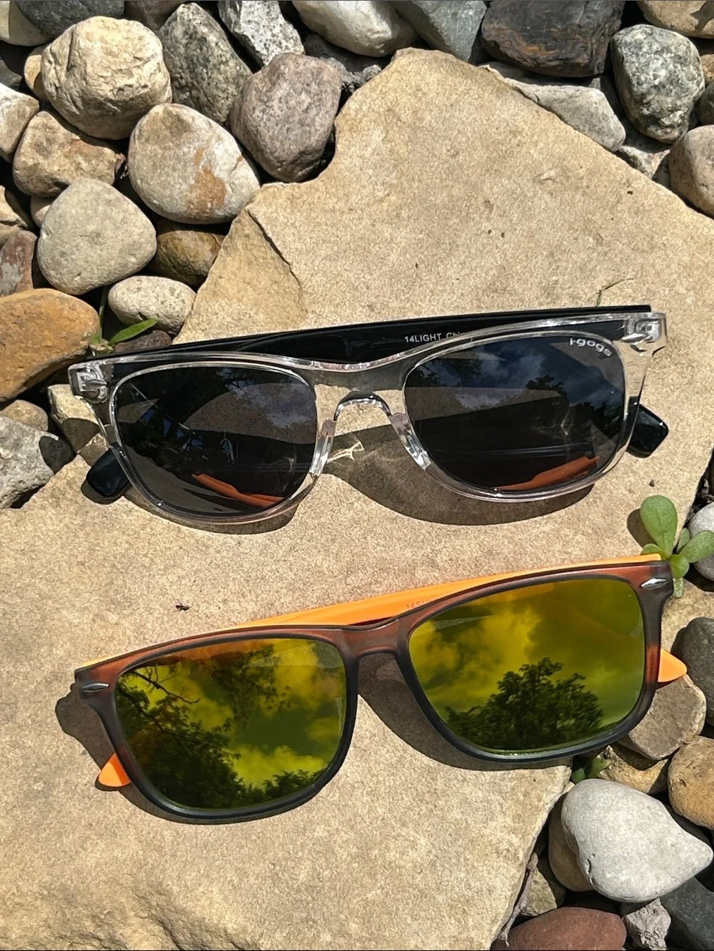 i-gogs Kids Sunglasses - Two Pair - Clear Frame & Orange Frame Mirrored Lenses